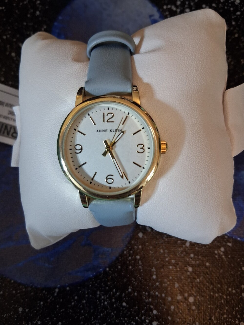 Anne Klein Gold-Tone Case Light Blue Leather Strap Women's Watch